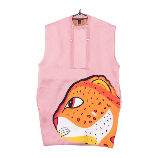 Louis Vuitton Dress Pre Fall Collection Cheetah Knit Sleeveless Pink MM