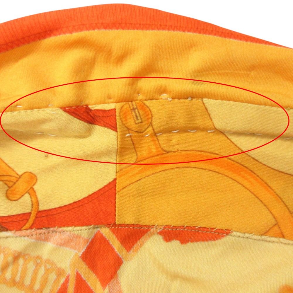 Hermes Dress Silk Belt Pattern Cami Long Side Zip Orange — view 7