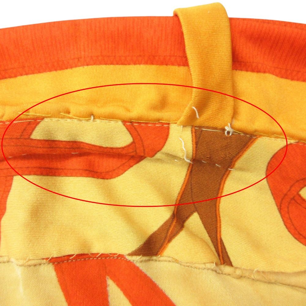 Hermes Dress Silk Belt Pattern Cami Long Side Zip Orange — view 8