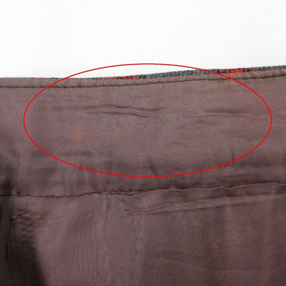 Celine Skirt Vintage Wrap Knee-Length Gold Plaid Gray Red M LM 38 — view 3