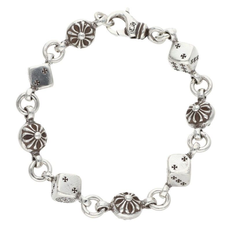Chrome Hearts Dice Cross Ball Silver Bracelet