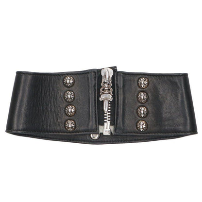 Chrome Hearts Bella Hadid Cross Ball Dagger Zip Leather Choker Necklace
