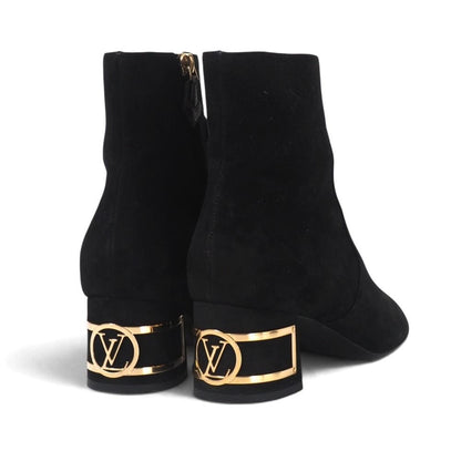 Louis Vuitton Bliss Boots LV Circle Monogram Side Zip Suede Leather Shoes — view 3