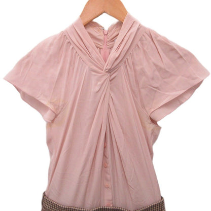 Dior Dress Knee-Length Contrast Silk 100% Check Pink Brown 36 — view 3
