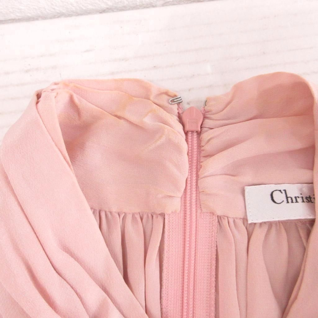Dior Dress Knee-Length Contrast Silk 100% Check Pink Brown 36 — view 7