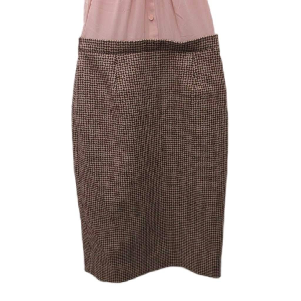 Dior Dress Knee-Length Contrast Silk 100% Check Pink Brown 36 — view 4