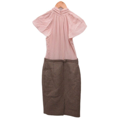 Dior Dress Knee-Length Contrast Silk 100% Check Pink Brown 36 — view 2
