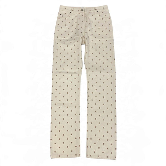 Hermes Ij 15 Tag Chaine D'ancre Sellier Buttons Color Pants Ivory 34