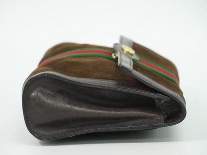 Gucci Parfums Sherry Line Clutch Suede Leather Brown — view 4