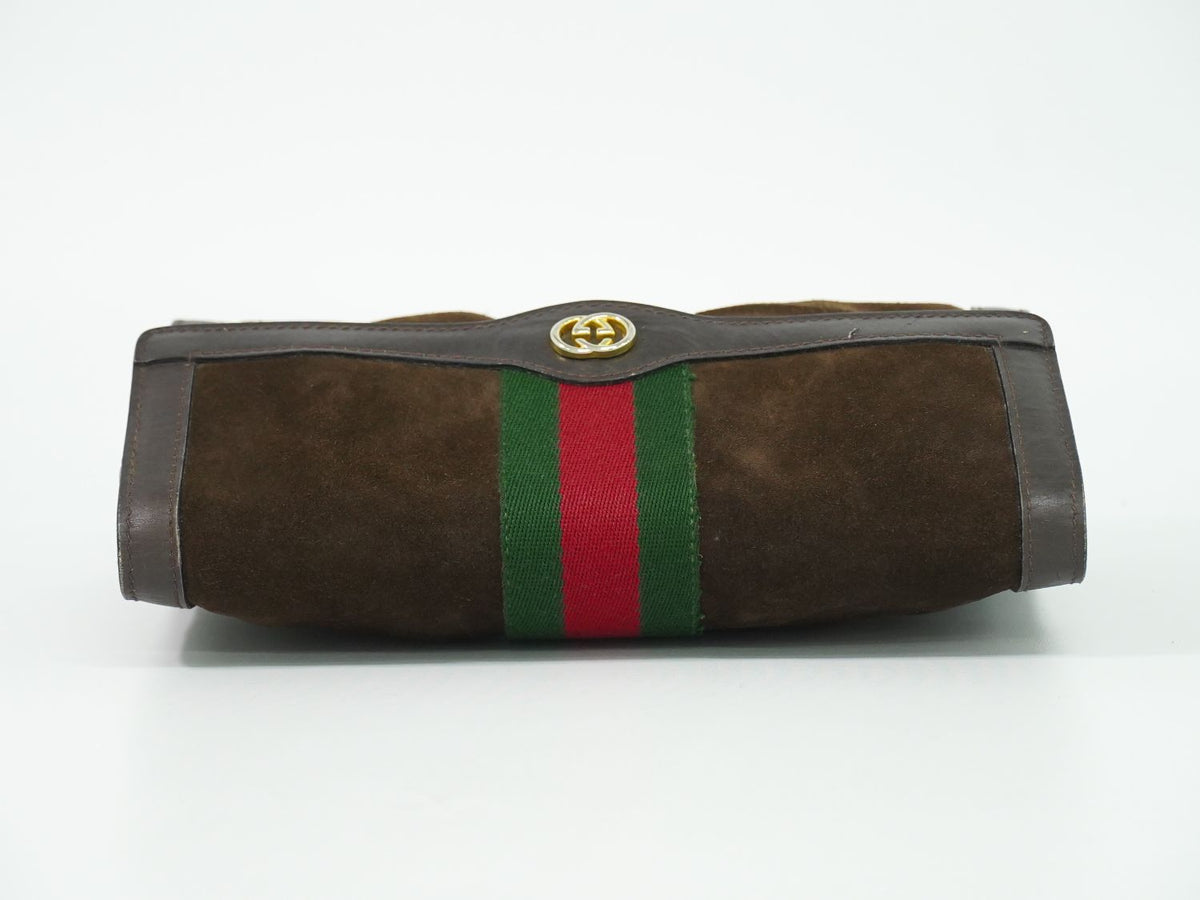 Gucci Parfums Sherry Line Clutch Suede Leather Brown — view 5