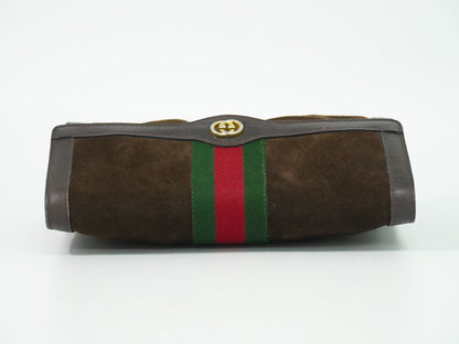 Gucci Parfums Sherry Line Clutch Suede Leather Brown — view 5