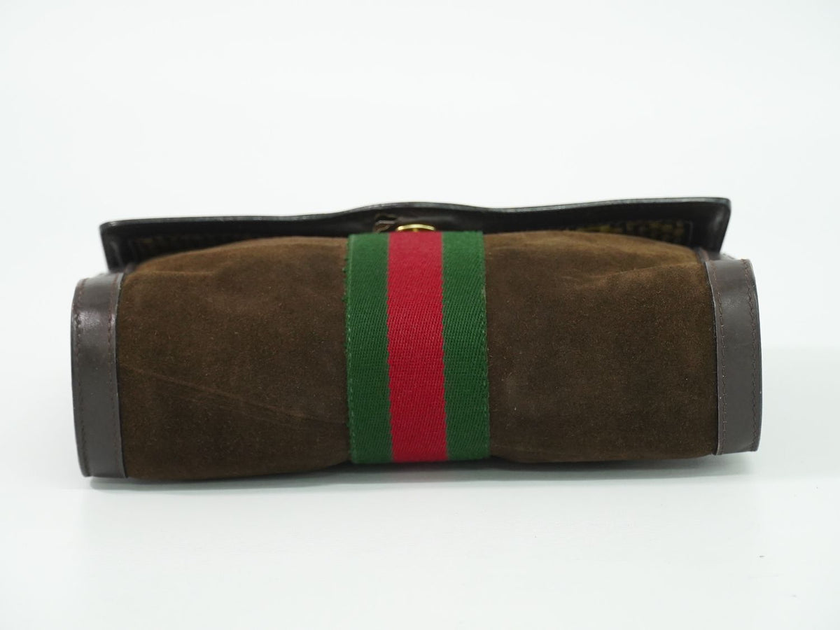 Gucci Parfums Sherry Line Clutch Suede Leather Brown — view 3
