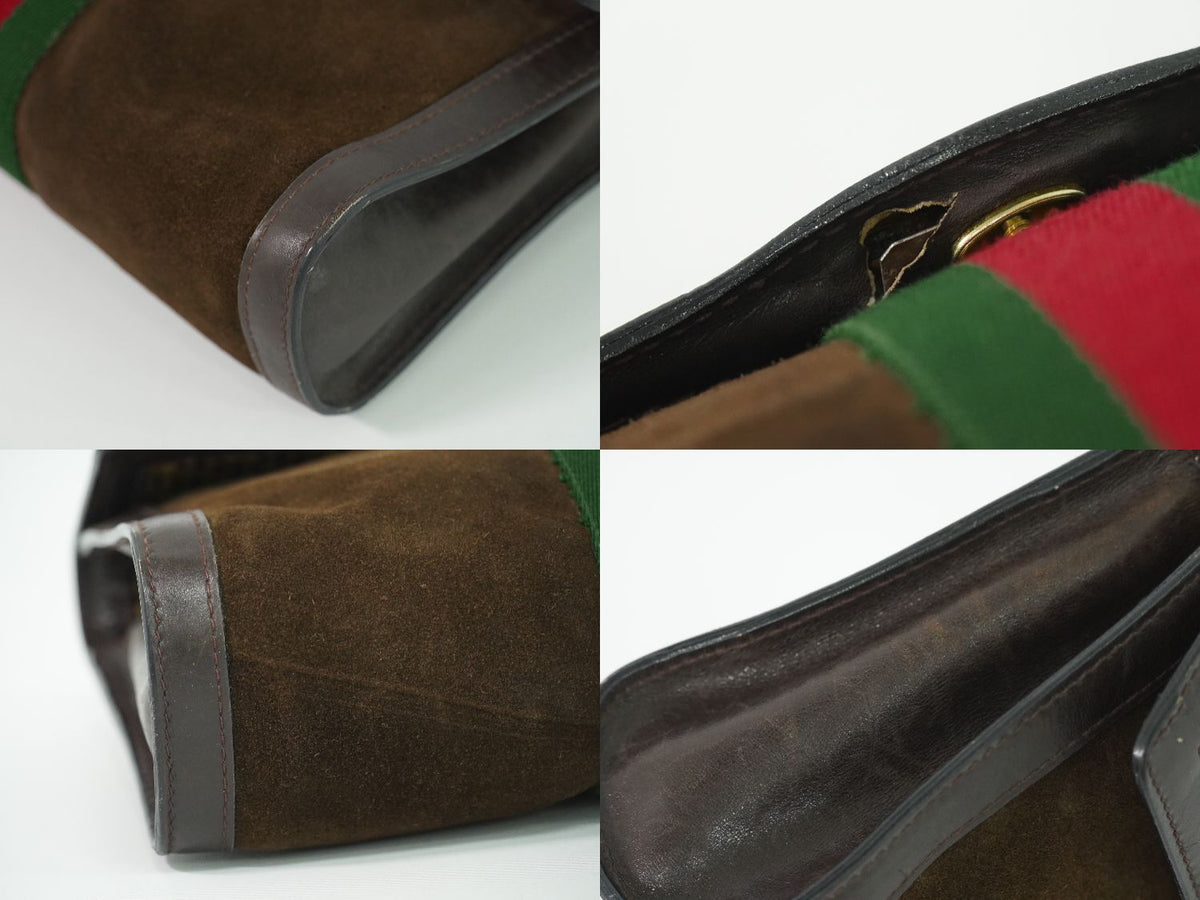 Gucci Parfums Sherry Line Clutch Suede Leather Brown — view 7