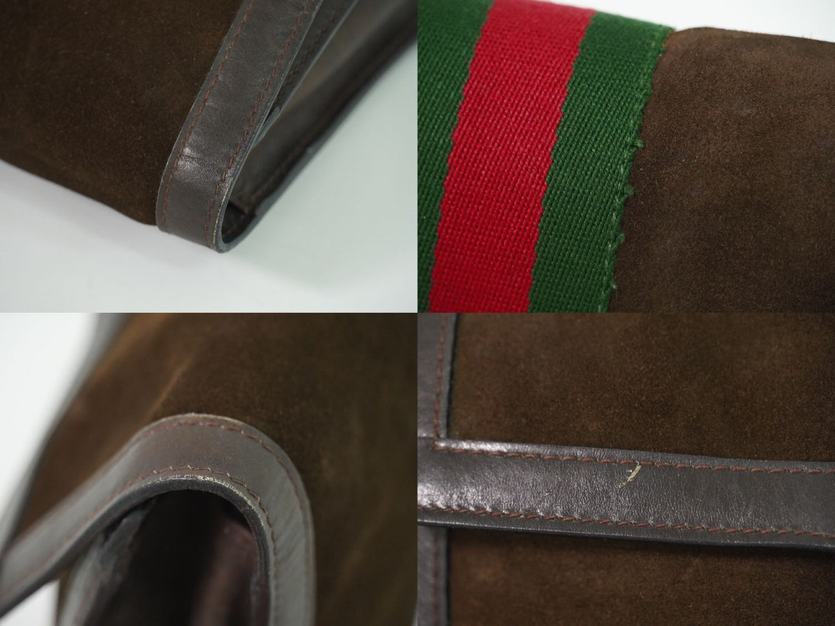 Gucci Parfums Sherry Line Clutch Suede Leather Brown — view 6