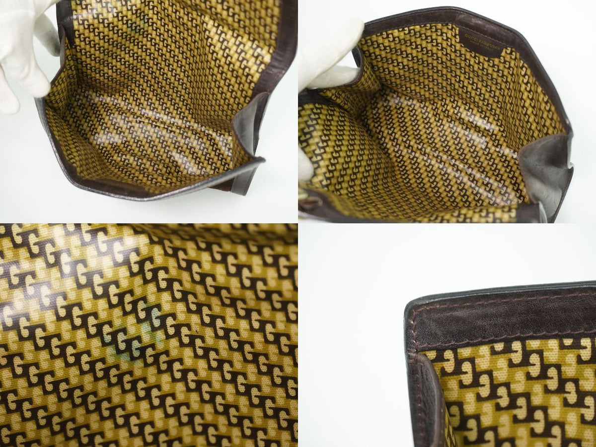 Gucci Parfums Sherry Line Clutch Suede Leather Brown — view 8