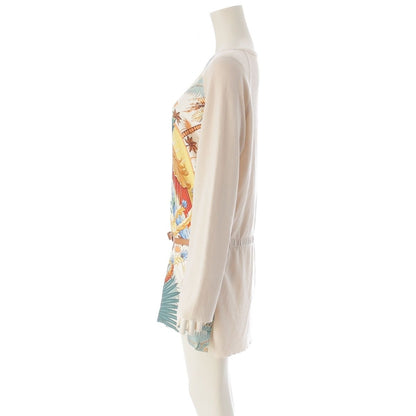 Hermes Mythiques Phoenix Wool Silk Twillaine Belted Knit Tunic Dress Beige — view 3