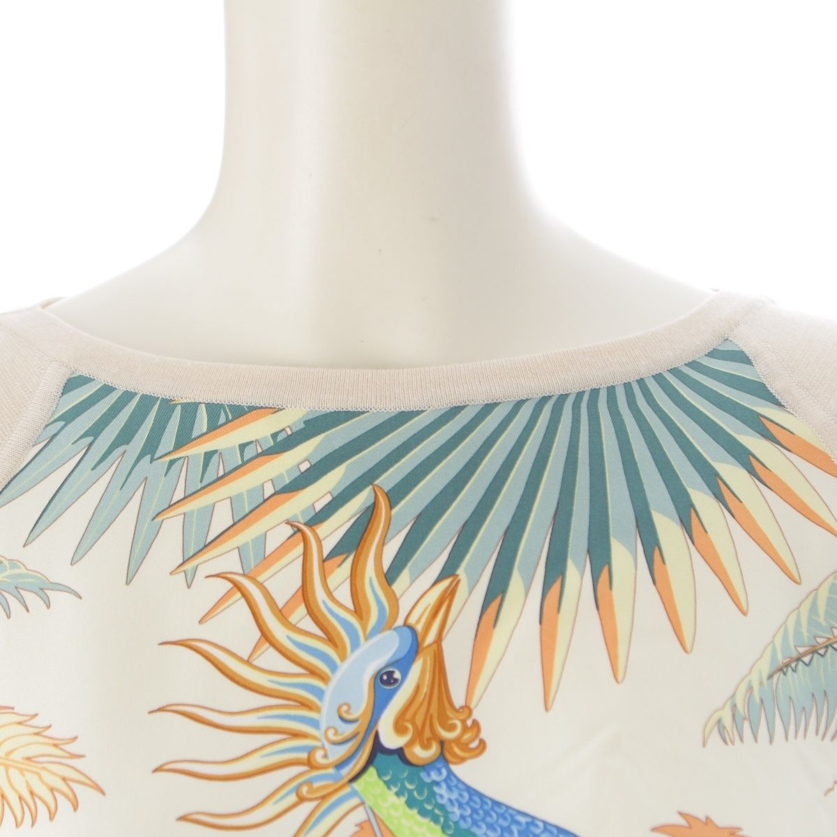 Hermes Mythiques Phoenix Wool Silk Twillaine Belted Knit Tunic Dress Beige — view 5