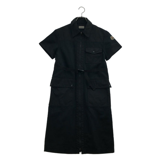 Moncler Abito Mixed Material Zip Up Dress Black 38