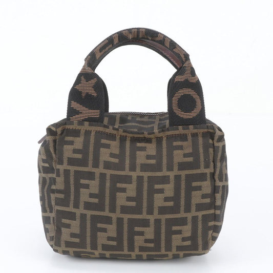 Fendi FF Zucca Leather Handbag Tote Brown