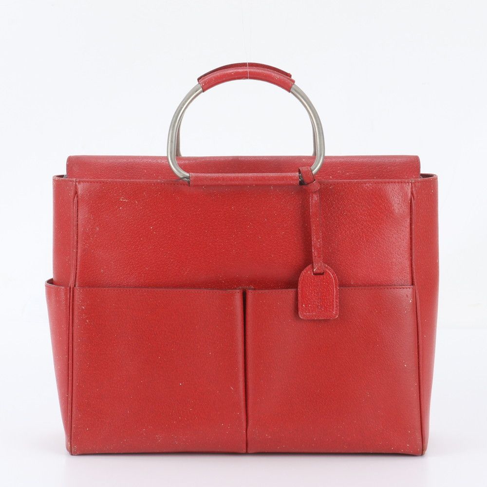 Gucci Vintage Leather Handbag Tote Silver
