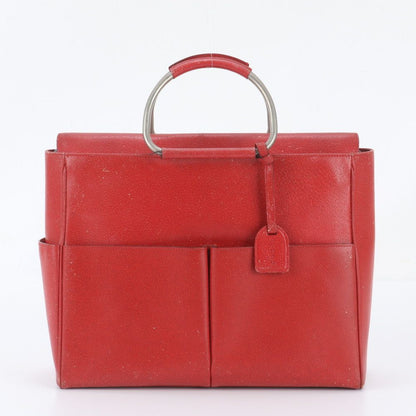 Gucci Vintage Leather Handbag Tote Silver