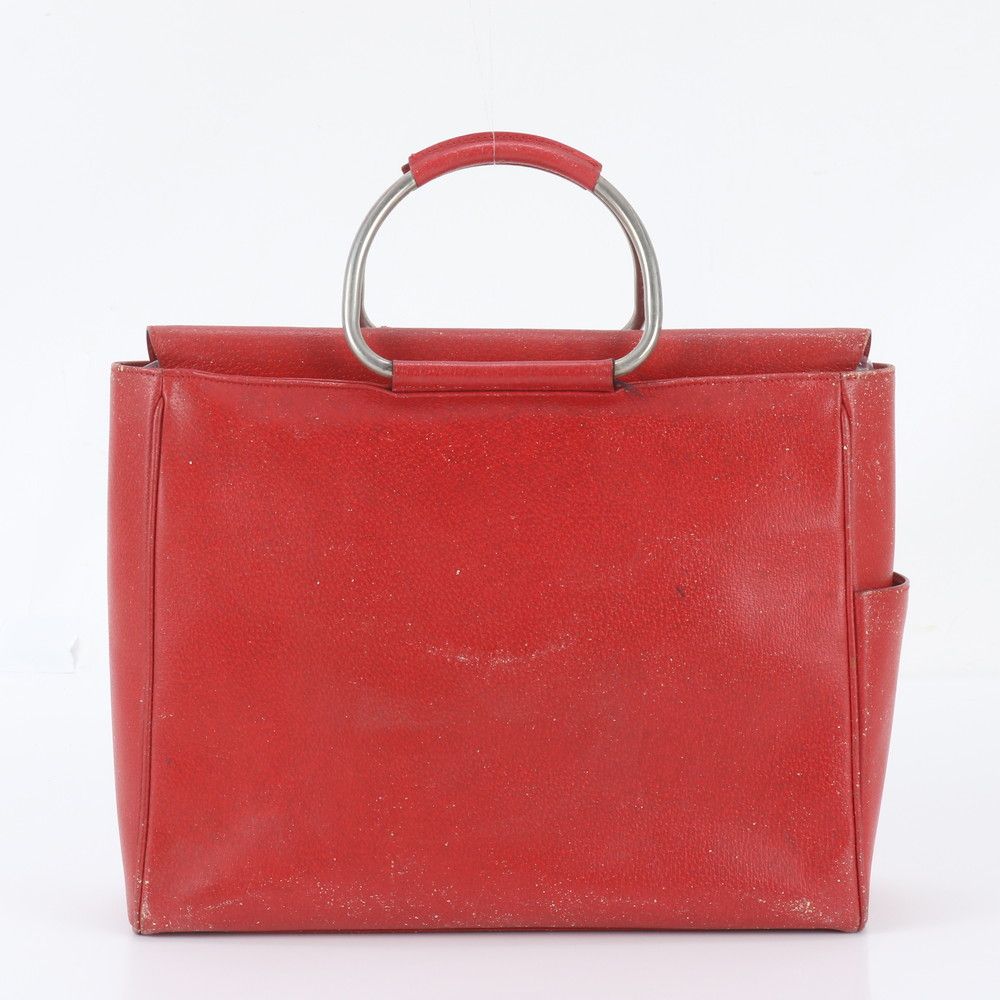 Gucci Vintage Leather Handbag Tote Silver — view 3