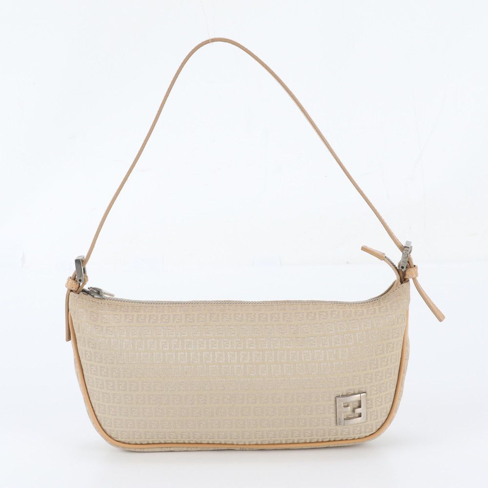 Fendi FF Zucchino Leather Shoulder Bag Pouch