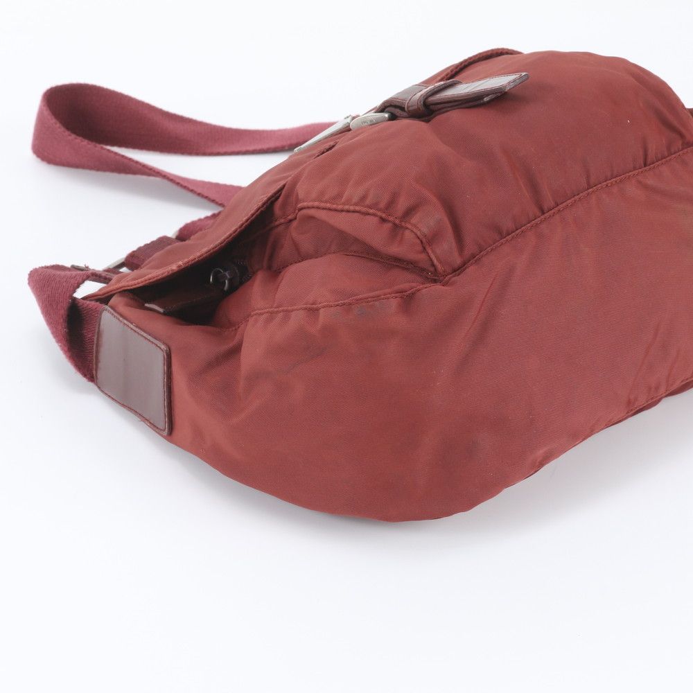 Prada Tessuto Nylon Triangle Logo Leather Shoulder Bag Crossbody Messenger — view 5