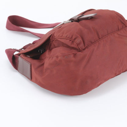 Prada Tessuto Nylon Triangle Logo Leather Shoulder Bag Crossbody Messenger — view 5