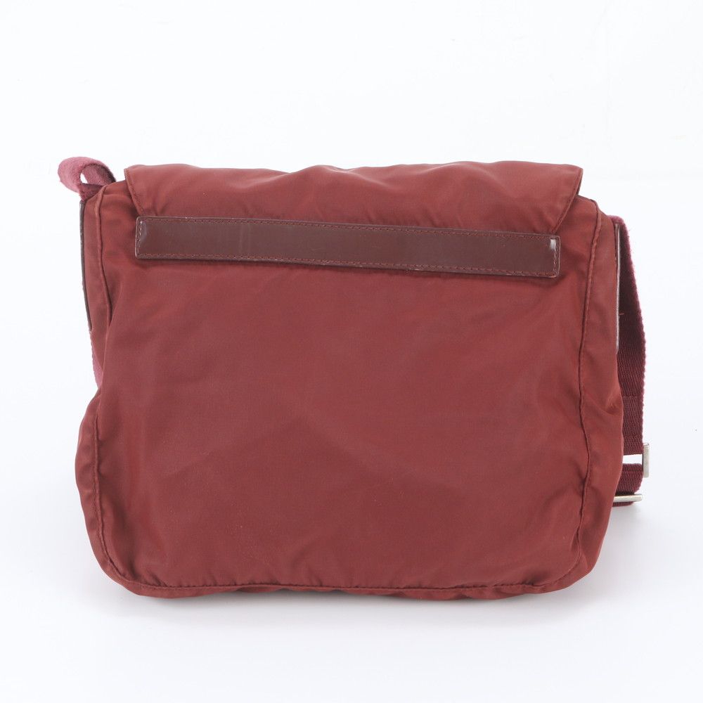 Prada Tessuto Nylon Triangle Logo Leather Shoulder Bag Crossbody Messenger — view 3