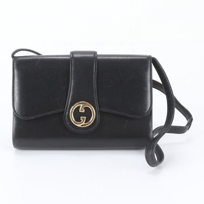 Gucci Vintage Leather Shoulder Bag Tote Black