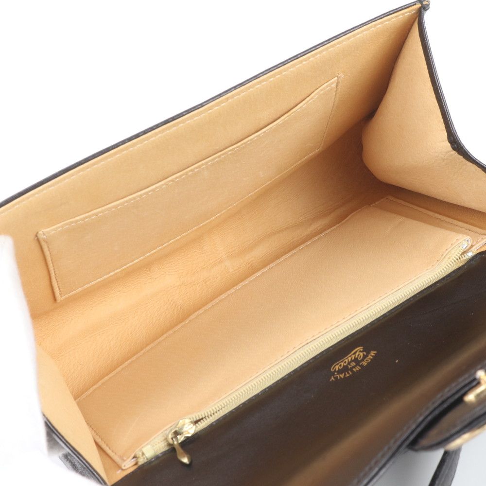 Gucci Vintage Leather Shoulder Bag Tote Black — view 7