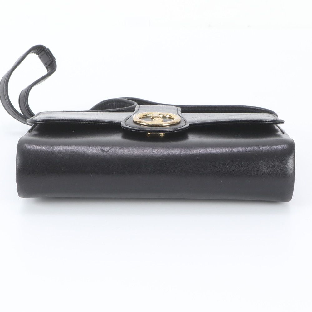 Gucci Vintage Leather Shoulder Bag Tote Black — view 6