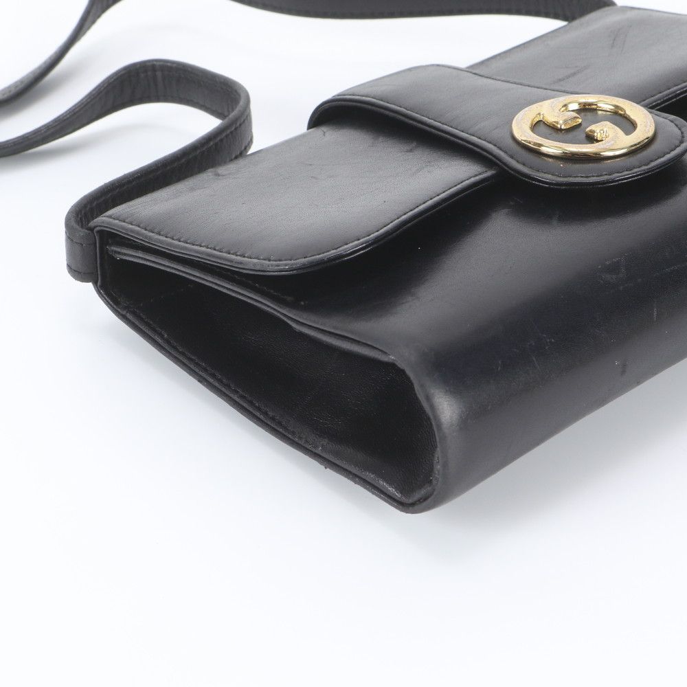 Gucci Vintage Leather Shoulder Bag Tote Black — view 5