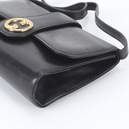 Gucci Vintage Leather Shoulder Bag Tote Black — view 4