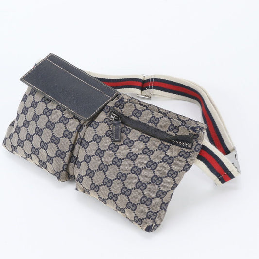 Gucci GG Canvas Leather Belt Bag Body Waist Pouch