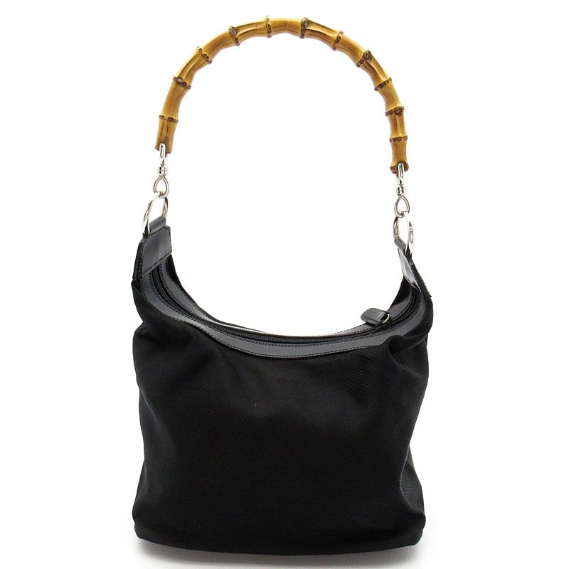 Gucci Bamboo Handbag Nylon Leather Black — view 4