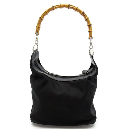 Gucci Bamboo Handbag Nylon Leather Black — view 4