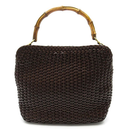 Gucci Straw Bamboo 2-Way Handbag Leather Brown — view 4