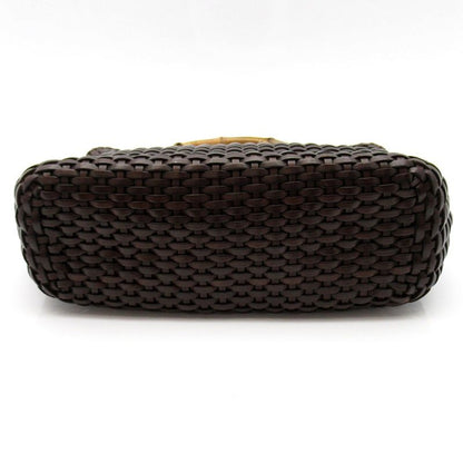 Gucci Straw Bamboo 2-Way Handbag Leather Brown — view 6
