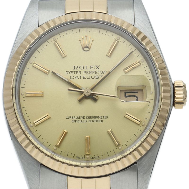 Rolex Datejust Watch Antique 18K Yellow Gold SS Champagne