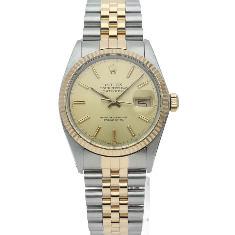 Rolex Datejust Watch Antique 18K Yellow Gold SS Champagne — view 2