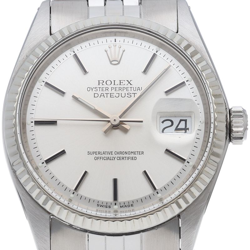 Rolex Datejust Watch Antique 18K White Gold SS Silver