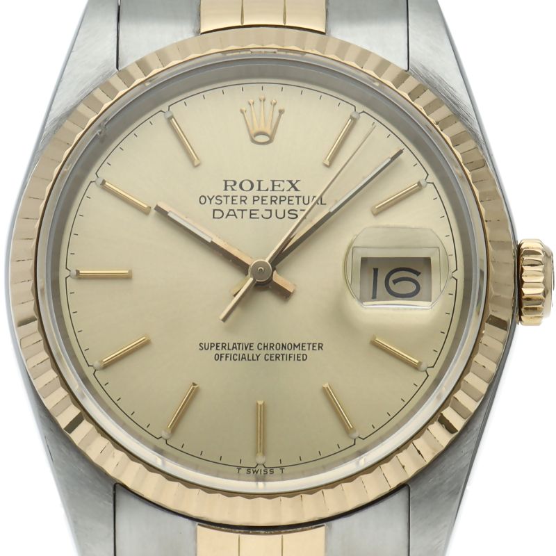 Rolex Datejust Watch 18K Yellow Gold SS Champagne