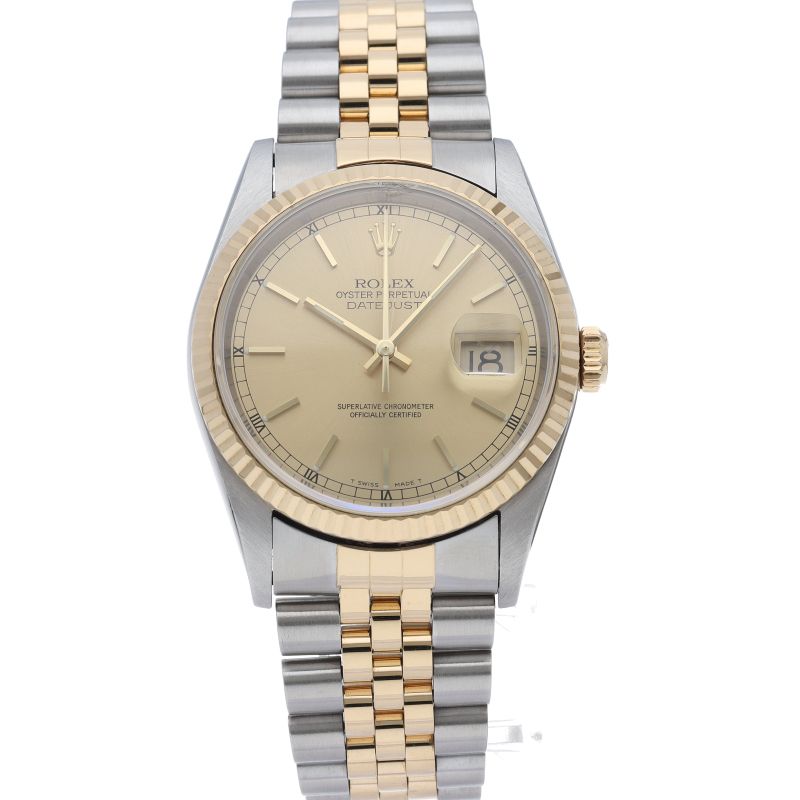Rolex Datejust Watch 18K Yellow Gold SS Champagne — view 2