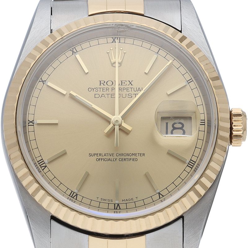 Rolex Datejust Watch 18K Yellow Gold SS Champagne