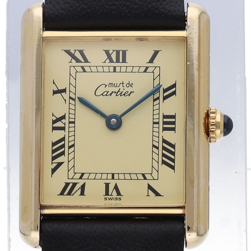 Cartier Must Tank LM Vermeil Watch Leather Ivory