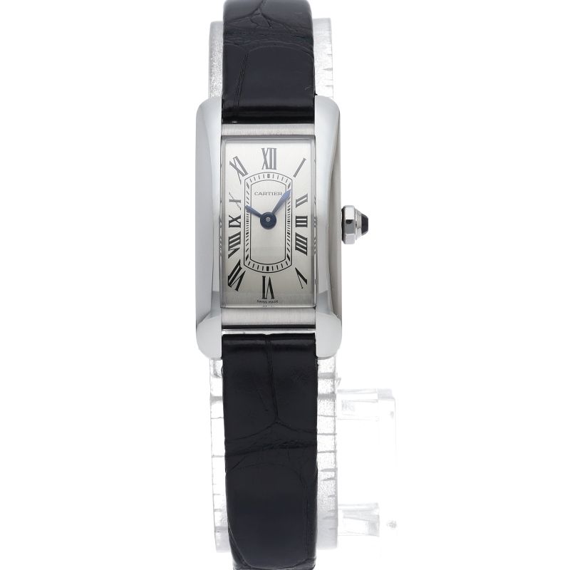 Cartier Tank Americanine Mini Watch SS Leather Silver — view 2
