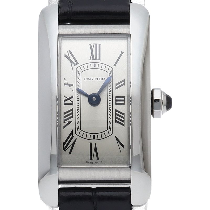 Cartier Tank Americanine Mini Watch SS Leather Silver