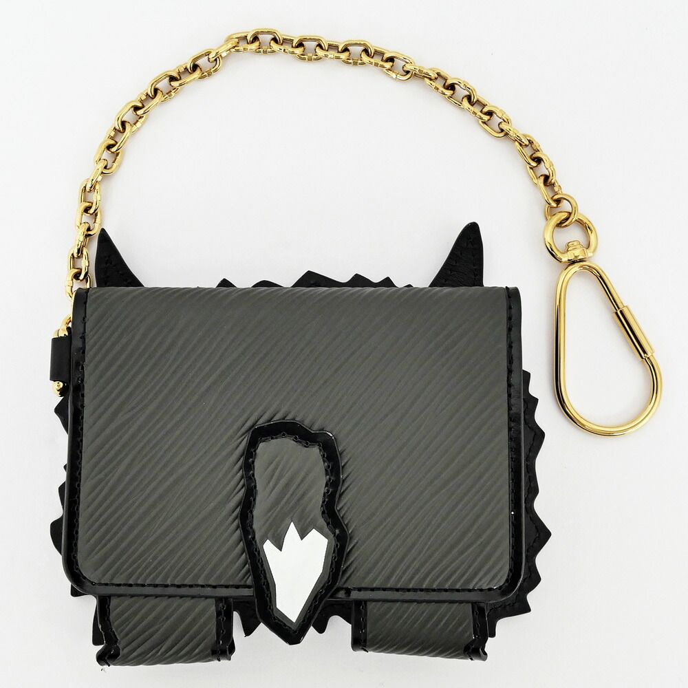 Louis Vuitton Cat Glam Card Case Epi Gray Black Leather Fixed — view 2